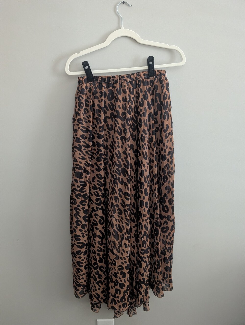 Leopard Print Brown Midi Skirt